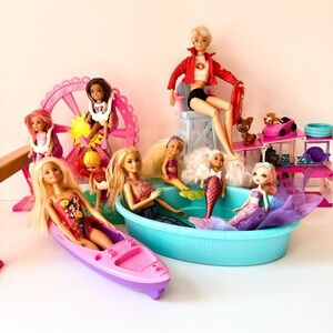Barbie Doll Pets Accessories Playset Lot Pool Ferris Wheel Canoe Pet Dreamhouse